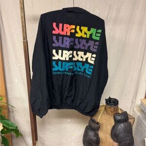 Surf Style Black Jacket with Multicolor Logo